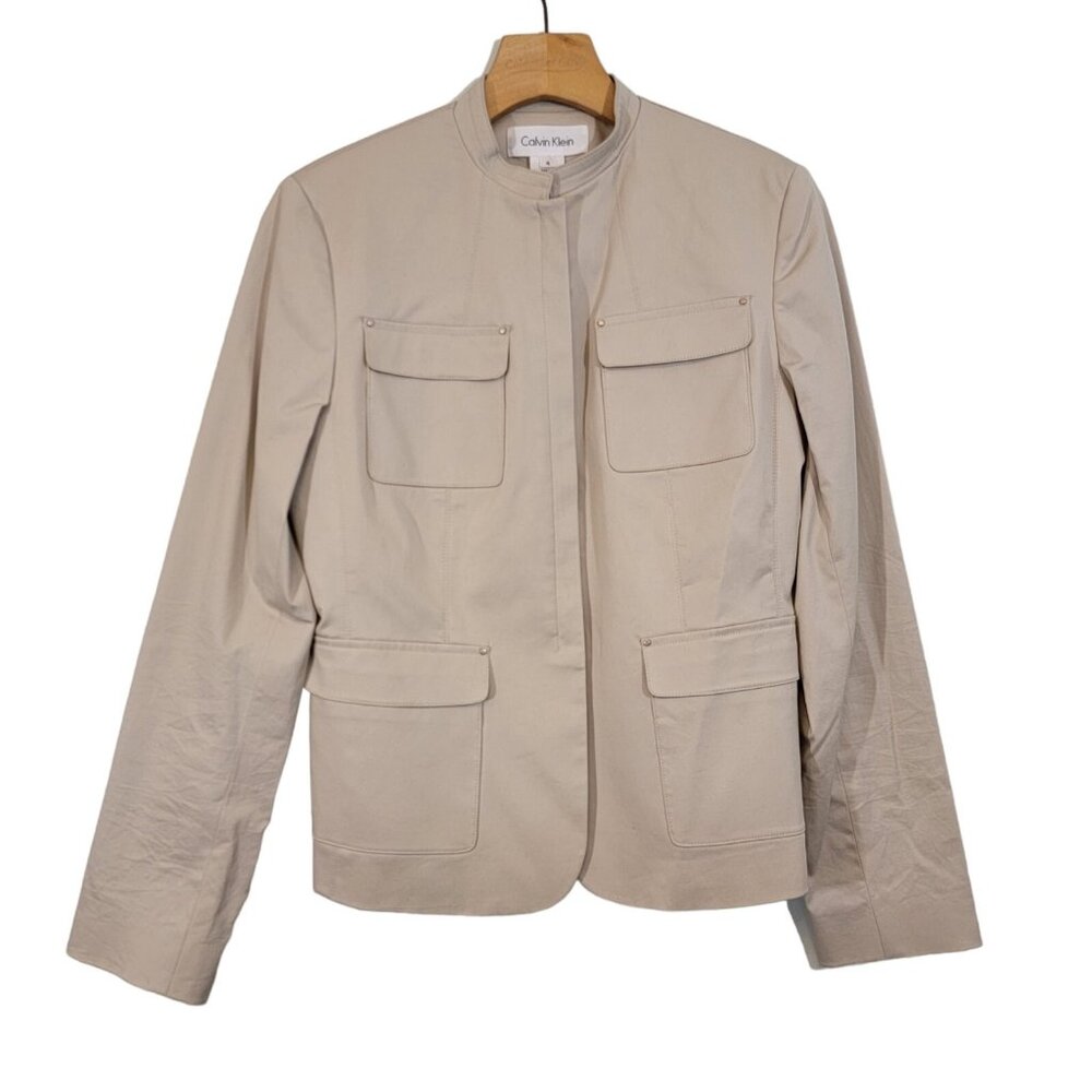 Calvin Klein Womens Blazer Classic Career Jacket Size 4 Lined Pockets EUC